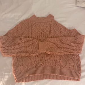One Shoulder Nude/Light Pink Sweater